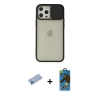 MARSİLYAN™- iPhone 12 Pro Max Kılıf Vadi Çizgi - Siyah 18D Cam Ekran Koruyucu + Shine Kamera Lens Koruma Cam - MI