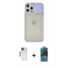 MARSİLYAN™- iPhone 12 Pro Max Kılıf Vadi Çizgi - Siyah 18D Cam Ekran Koruyucu + Shine Kamera Lens - LT