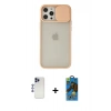 MARSİLYAN™- iPhone 12 Pro Max Kılıf Vadi Çizgi - Siyah 18D Cam Ekran Koruyucu + Shine Kamera Lens - LT