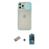 MARSİLYAN™- iPhone 12 Pro Max Kılıf Vadi Çizgi - Siyah 18D Cam Ekran Koruyucu + Shine Kamera Lens Koruma Cam - SABE