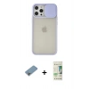MARSİLYAN™- iPhone 12 Pro Max Kılıf Vadi Çizgi - Siyah 20D Premium Cam Ekran Koruyucu + Shine Kamera Lens Koruma Cam - GI