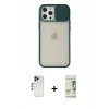 MARSİLYAN™- iPhone 12 Pro Max Kılıf Vadi Çizgi - Siyah 20D Premium Cam Ekran Koruyucu + Shine Kamera Lens - LT