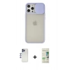 MARSİLYAN™- iPhone 12 Pro Max Kılıf Vadi Çizgi - Siyah 20D Premium Cam Ekran Koruyucu + Shine Kamera Lens - LT