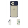 MARSİLYAN™- iPhone 12 Pro Max Kılıf Vadi Çizgi - Siyah 20D Premium Cam Ekran Koruyucu + Shine Kamera Lens - LT