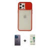 MARSİLYAN™- iPhone 12 Pro Max Kılıf Vadi Çizgi - Siyah 20D Premium Cam Ekran Koruyucu + Neon Fosforlu Kamera Lens - MI