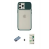 MARSİLYAN™- iPhone 12 Pro Max Kılıf Vadi Çizgi - Siyah 20D Premium Cam Ekran Koruyucu + Shine Kamera Lens Koruma Cam - PE
