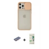 MARSİLYAN™- iPhone 12 Pro Max Kılıf Vadi Çizgi - Siyah 20D Premium Cam Ekran Koruyucu + Renkli Kamera Lens Koruma Cam - PE