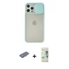 MARSİLYAN™- iPhone 12 Pro Max Kılıf Vadi Çizgi - Siyah 20D Premium Cam Ekran Koruyucu + Renkli Kamera Lens Koruma Cam - PE
