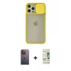 MARSİLYAN™- iPhone 12 Pro Max Kılıf Vadi Çizgi - Siyah 20D Premium Cam Ekran Koruyucu + Neon Fosforlu Kamera Lens - SI
