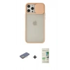 MARSİLYAN™- iPhone 12 Pro Max Kılıf Vadi Çizgi - Siyah 20D Premium Cam Ekran Koruyucu + Renkli Kamera Lens Koruma Cam - SI