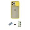 MARSİLYAN™- iPhone 12 Pro Max Kılıf Vadi Çizgi - Siyah 20D Premium Cam Ekran Koruyucu + Shine Kamera Lens Koruma Cam - GS