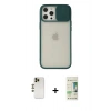 MARSİLYAN™- iPhone 12 Pro Max Kılıf Vadi Çizgi - Siyah 20D Premium Cam Ekran Koruyucu + Shine Kamera Lens - GD