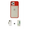 MARSİLYAN™- iPhone 12 Pro Max Kılıf Vadi Çizgi - Siyah 20D Premium Cam Ekran Koruyucu + Shine Kamera Lens - GD