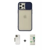 MARSİLYAN™- iPhone 12 Pro Max Kılıf Vadi Çizgi - Siyah 20D Premium Cam Ekran Koruyucu + Shine Kamera Lens - GD