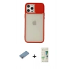 MARSİLYAN™- iPhone 12 Pro Max Kılıf Vadi Çizgi - Siyah 20D Premium Cam Ekran Koruyucu + Shine Kamera Lens Koruma Cam - GS