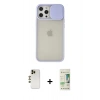 MARSİLYAN™- iPhone 12 Pro Max Kılıf Vadi Çizgi - Siyah 20D Premium Cam Ekran Koruyucu + Shine Kamera Lens - GD