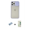 MARSİLYAN™- iPhone 12 Pro Max Kılıf Vadi Çizgi - Siyah 20D Premium Cam Ekran Koruyucu + Shine Kamera Lens Koruma Cam - MI