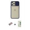 MARSİLYAN™- iPhone 12 Pro Max Kılıf Vadi Çizgi - Siyah 20D Premium Cam Ekran Koruyucu + Shine Kamera Lens Koruma Cam - SABE