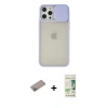 MARSİLYAN™- iPhone 12 Pro Max Kılıf Vadi Çizgi - Siyah 20D Premium Cam Ekran Koruyucu + Shine Kamera Lens Koruma Cam - SABE
