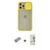MARSİLYAN™- iPhone 12 Pro Max Kılıf Vadi Çizgi - Siyah 20D Premium Cam Ekran Koruyucu + Shine Kamera Lens Koruma Cam - SABE