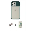 MARSİLYAN™- iPhone 12 Pro Max Kılıf Vadi Çizgi - Siyah 20D Premium Cam Ekran Koruyucu + Shine Kamera Lens Koruma Cam - SABE