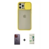 MARSİLYAN™- iPhone 12 Pro Max Kılıf Vadi Çizgi - Siyah 20D Premium Cam Ekran Koruyucu + Neon Fosforlu Kamera Lens - TU