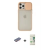 MARSİLYAN™- iPhone 12 Pro Max Kılıf Vadi Çizgi - Siyah 20D Premium Cam Ekran Koruyucu + Renkli Kamera Lens Koruma Cam - TU