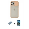 MARSİLYAN™- iPhone 12 Pro Max Kılıf Vadi Çizgi - Siyah 34D Izgaralı Cam + Shine Kamera Lens Koruma Cam - GS