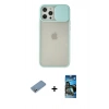 MARSİLYAN™- iPhone 12 Pro Max Kılıf Vadi Çizgi - Siyah 34D Izgaralı Cam + Shine Kamera Lens Koruma Cam - GS