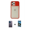 MARSİLYAN™- iPhone 12 Pro Max Kılıf Vadi Çizgi - Siyah 34D Izgaralı Cam + Neon Fosforlu Kamera Lens - MI
