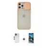 MARSİLYAN™- iPhone 12 Pro Max Kılıf Vadi Çizgi - Siyah 34D Izgaralı Cam + Shine Kamera Lens - GD