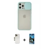MARSİLYAN™- iPhone 12 Pro Max Kılıf Vadi Çizgi - Siyah 34D Izgaralı Cam + Shine Kamera Lens - GD