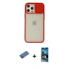 MARSİLYAN™- iPhone 12 Pro Max Kılıf Vadi Çizgi - Siyah 34D Izgaralı Cam + Shine Kamera Lens Koruma Cam - GD