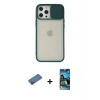 MARSİLYAN™- iPhone 12 Pro Max Kılıf Vadi Çizgi - Siyah 34D Izgaralı Cam + Shine Kamera Lens Koruma Cam - GD