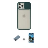 MARSİLYAN™- iPhone 12 Pro Max Kılıf Vadi Çizgi - Siyah 34D Izgaralı Cam + Shine Kamera Lens Koruma Cam - SH