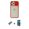 MARSİLYAN™- iPhone 12 Pro Max Kılıf Vadi Çizgi - Siyah 34D Izgaralı Cam + Shine Kamera Lens Koruma Cam - SH