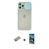 MARSİLYAN™- iPhone 12 Pro Max Kılıf Vadi Çizgi - Siyah 34D Izgaralı Cam + Shine Kamera Lens Koruma Cam - SABE