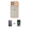 MARSİLYAN™- iPhone 12 Pro Max Kılıf Vadi Çizgi - Siyah 360 Mat Full Body Arka Koruyucu + Neon Fosforlu Kamera Lens - BZ