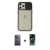 MARSİLYAN™- iPhone 12 Pro Max Kılıf Vadi Çizgi - Siyah 360 Mat Full Body Arka Koruyucu + Neon Fosforlu Kamera Lens - BZ