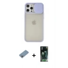 MARSİLYAN™- iPhone 12 Pro Max Kılıf Vadi Çizgi - Siyah 360 Mat Full Body Arka Koruyucu + Shine Kamera Lens Koruma Cam - GI