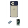 MARSİLYAN™- iPhone 12 Pro Max Kılıf Vadi Çizgi - Siyah 360 Mat Full Body Arka Koruyucu + Shine Kamera Lens Koruma Cam - GI