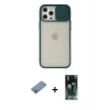 MARSİLYAN™- iPhone 12 Pro Max Kılıf Vadi Çizgi - Siyah 360 Mat Full Body Arka Koruyucu + Shine Kamera Lens Koruma Cam - GI