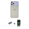 MARSİLYAN™- iPhone 12 Pro Max Kılıf Vadi Çizgi - Siyah 360 Mat Full Body Arka Koruyucu + Renkli Kamera Lens Koruma Cam - MI