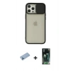 MARSİLYAN™- iPhone 12 Pro Max Kılıf Vadi Çizgi - Siyah 360 Mat Full Body Arka Koruyucu + Shine Kamera Lens Koruma Cam - MI