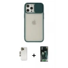 MARSİLYAN™- iPhone 12 Pro Max Kılıf Vadi Çizgi - Siyah 360 Mat Full Body Arka Koruyucu + Shine Kamera Lens - GD