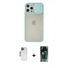 MARSİLYAN™- iPhone 12 Pro Max Kılıf Vadi Çizgi - Siyah 360 Mat Full Body Arka Koruyucu + Shine Kamera Lens - GD