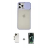 MARSİLYAN™- iPhone 12 Pro Max Kılıf Vadi Çizgi - Siyah 360 Mat Full Body Arka Koruyucu + Shine Kamera Lens - GD