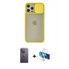 MARSİLYAN™- iPhone 12 Pro Max Kılıf Vadi Çizgi - Siyah 3D Antistatik Cam Ekran Koruyucu + Neon Fosforlu Kamera Lens - BZ