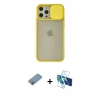 MARSİLYAN™- iPhone 12 Pro Max Kılıf Vadi Çizgi - Siyah 3D Antistatik Cam Ekran Koruyucu + Shine Kamera Lens Koruma Cam - GI