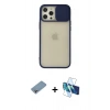 MARSİLYAN™- iPhone 12 Pro Max Kılıf Vadi Çizgi - Siyah 3D Antistatik Cam Ekran Koruyucu + Shine Kamera Lens Koruma Cam - GI